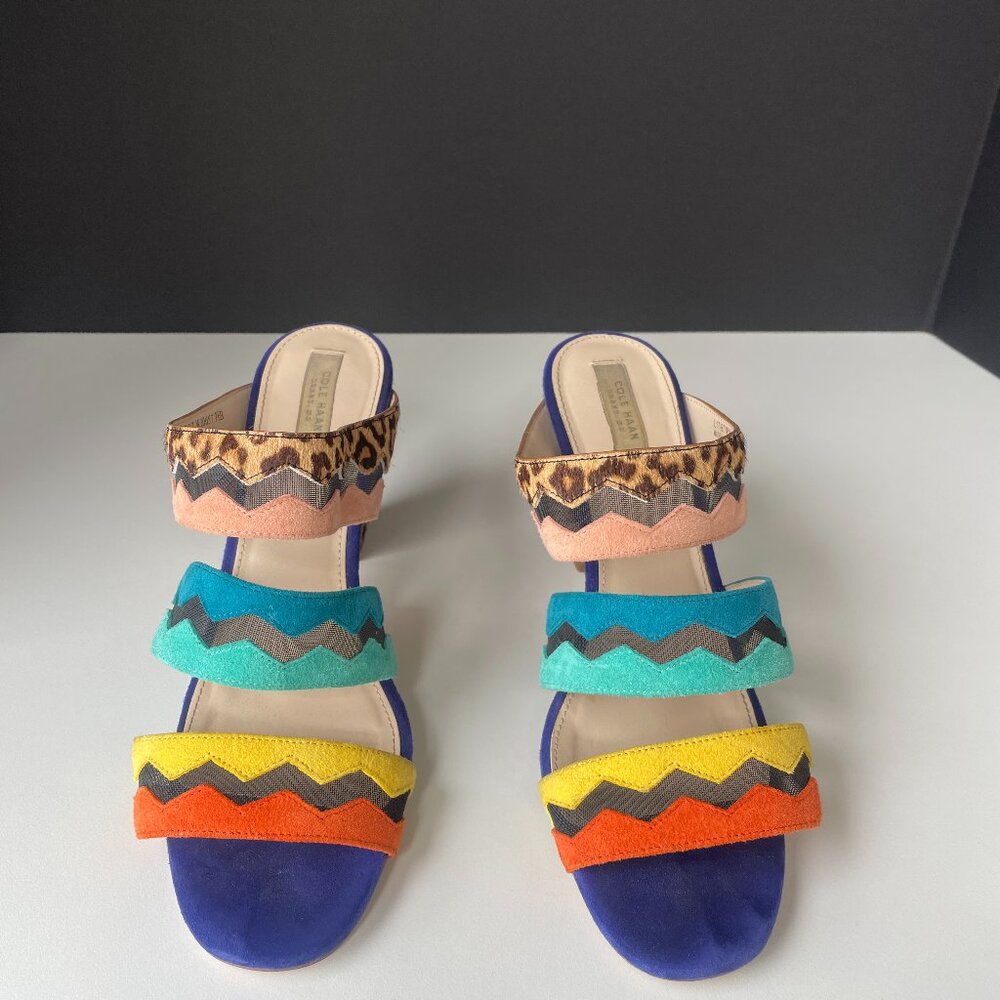 Cole Haan Sandal Mule Animal Print Suede Heel 7.5